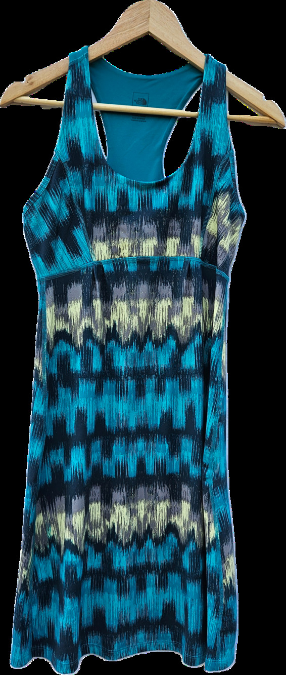 The North Face Womens S Teal Racerback Tank Dress Ikat Athletic